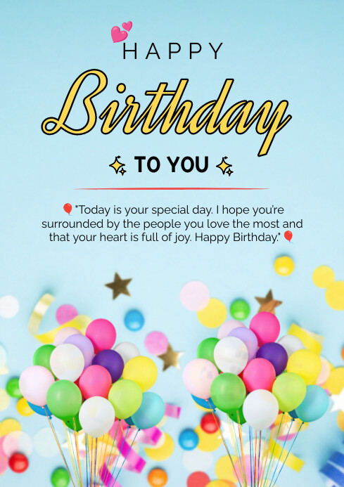 Plantilla de Blue Joyful Happy Birthday To You Wishing Car | PosterMyWall
