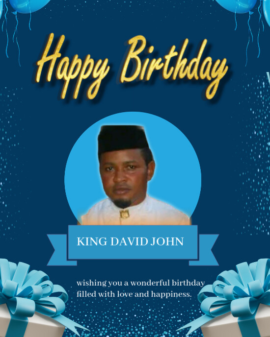 Blue Joyful Happy Birthday Wishes  Instagram Portrait template