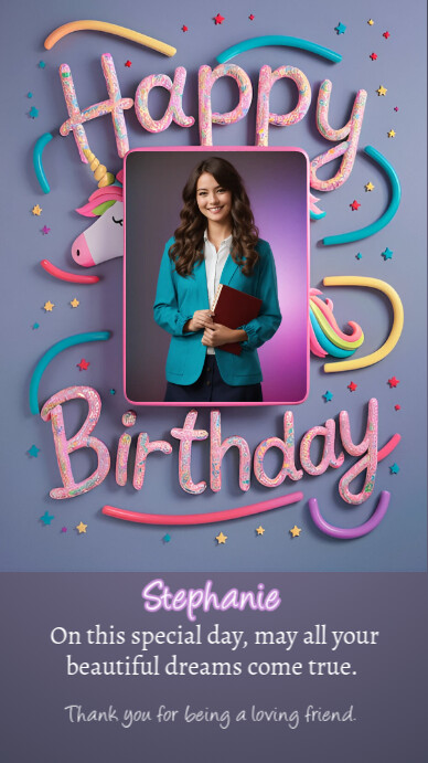 Blue Joyful Happy Birthday Wishes Instagram Story Templat | PosterMyWall