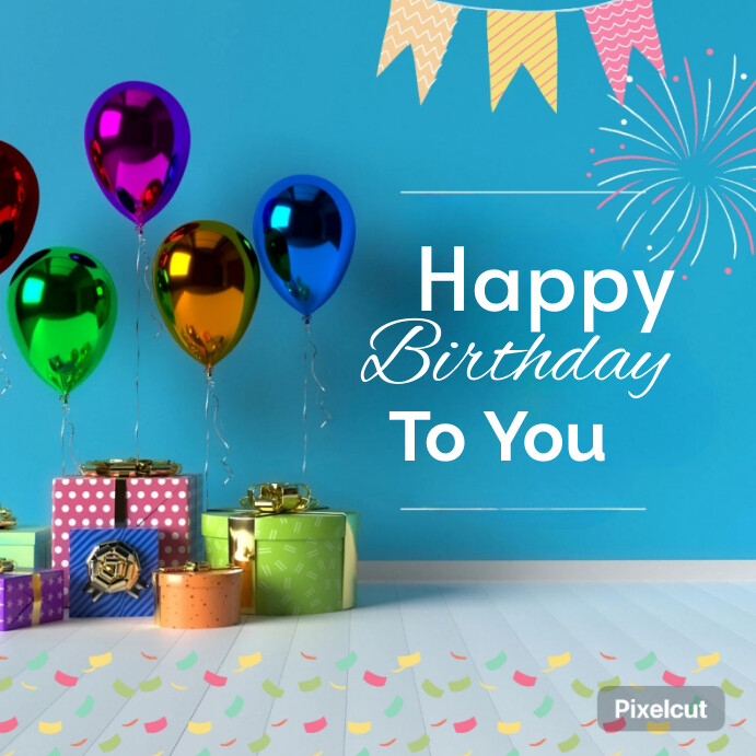 Plantilla de Blue Joyful Happy Birthday Wishes Template In | PosterMyWall