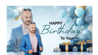 Blue Joyful Happy Birthday Youtube Thumbnail template