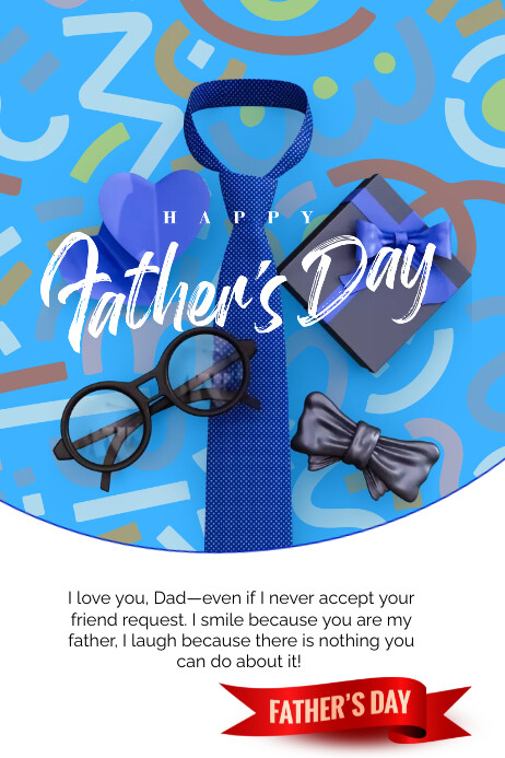 Blue Joyful Happy Father's Day  Poster Iphosta template