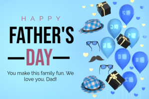 Blue Joyful Happy Father's Day Wishing Templa Label template