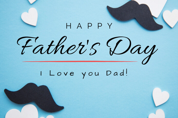 Blue Joyful Happy Father's Day Celebration Po Etykieta template