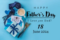 Blue Joyful Happy Father's Day Celebration Po Etiqueta template