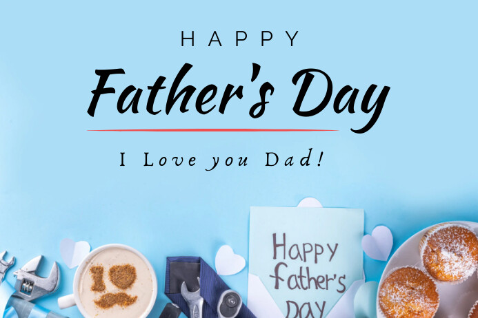 Blue Joyful Happy Father's Day Celebration Po Label template