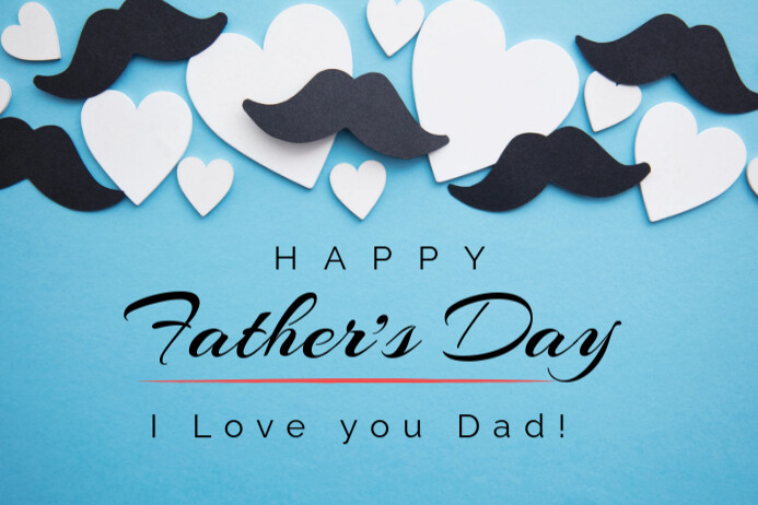 Blue Joyful Happy Father's Day Celebration Te Etykieta template