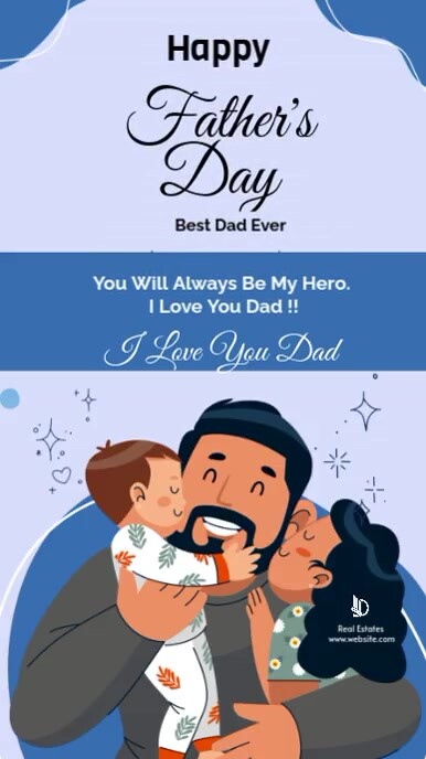 Blue Joyful Happy Father's day you will always be my hero Instagram Reel template