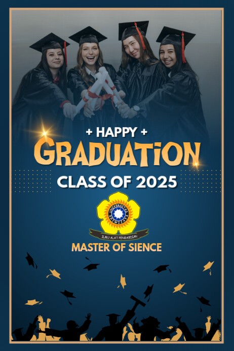Blue Joyful Happy Graduation Class Of 2025 Poster Iphosta template