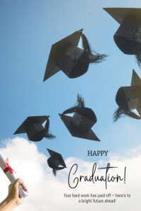 Blue Joyful Happy Graduation Poster template
