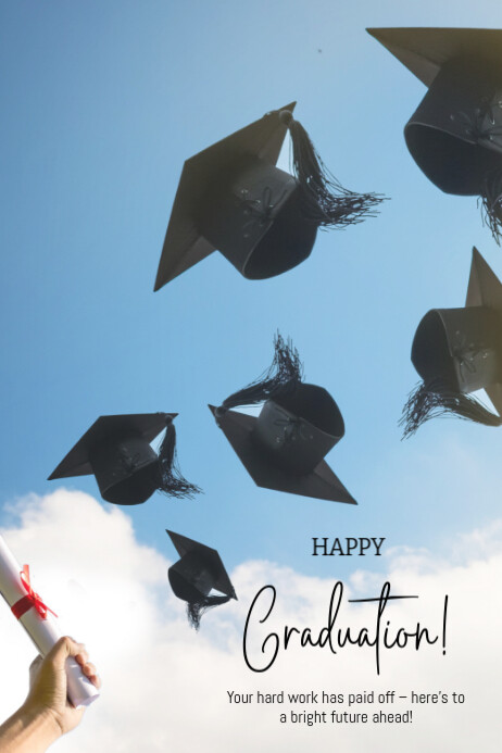 Blue Joyful Happy Graduation Poster Cartaz template