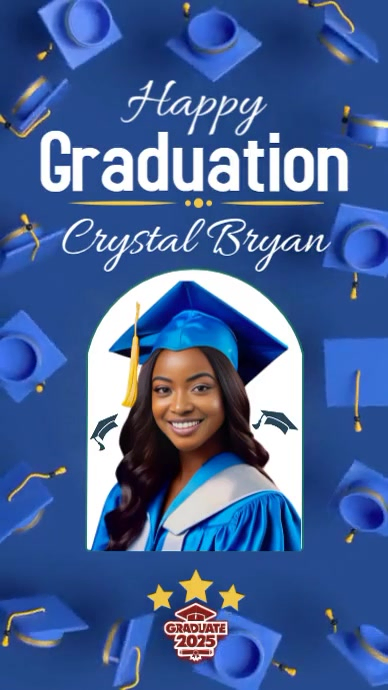 Blue Joyful Happy Graduation Video Template Digital Display (9:16 ...