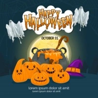 Blue Joyful Happy Halloween Video Instagram Post Instagram-bericht template