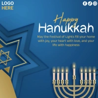Blue Joyful Happy Hanukkah Instagram Post template