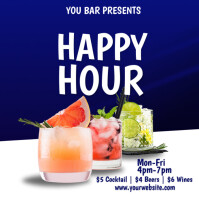 Blue Joyful Happy Hour Template Design  Instagram Post