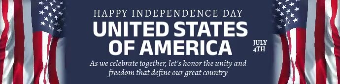 Blue Joyful Happy Independence America Google Classroom Banner template
