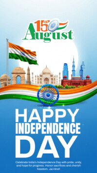 Blue Joyful Happy Independence Day Of India Instagram Story template