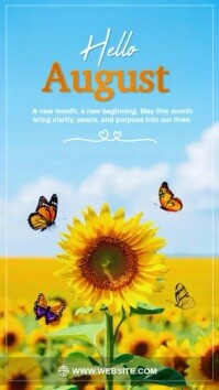 Blue Joyful Happy New Month August  Digital Display (9:16) template