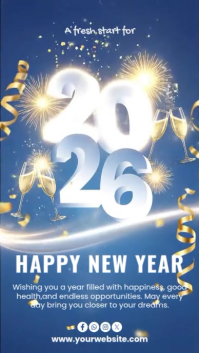 Blue Joyful Happy New Year 2026 Instagram Story template