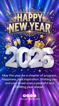 Blue Joyful Happy New Year Instagram Story template