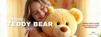 Blue Joyful Happy teddy bear day Facebook Cover Photo template
