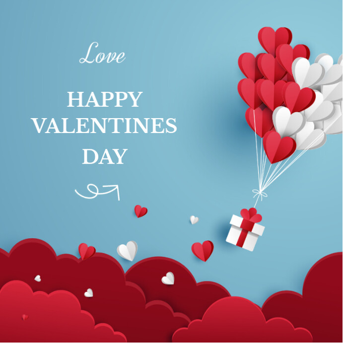 Blue Joyful Happy Valentine Instagram Post Template | PosterMyWall