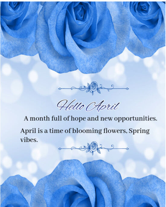 Blue Joyful Hello April Instagram Portrait template