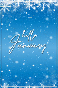 January Blue Design Hello January poster card Template | PosterMyWall