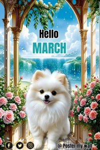 Blue Joyful Hello March  Pinterest Graphic template
