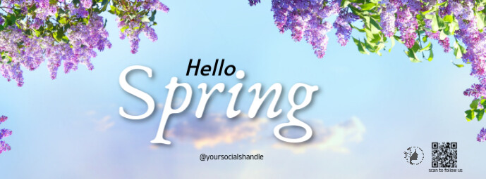 Welcome Spring For Facebook Blue Joyful Hello Spring Design Template Facebook Cover Photo ...
