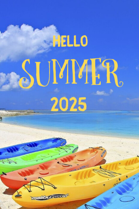 Blue Joyful Hello Summer 2025 Poster template