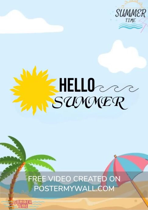 Blue Joyful Hello Summer A4 Template | PosterMyWall