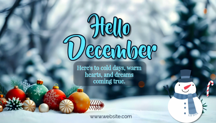 Blue Joyful Hello Welcome December Blog Header Template | PosterMyWall