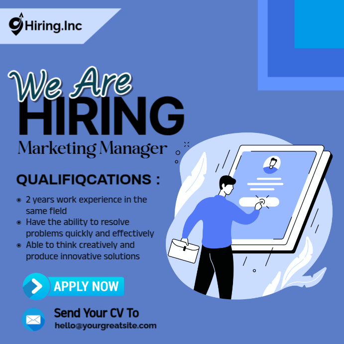 Blue Joyful Hiring Square (1:1) Template | PosterMyWall