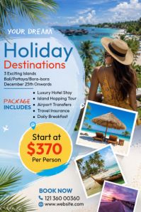 Blue Holiday Destinations Poster Template