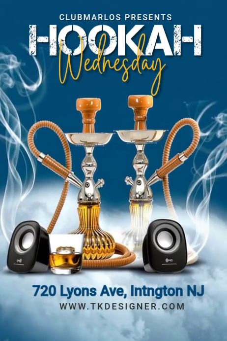 Blue Joyful Hookah Poster Template | PosterMyWall