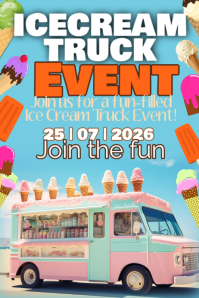 Blue Joyful Ice Cream Truck Event Poster Плакат template