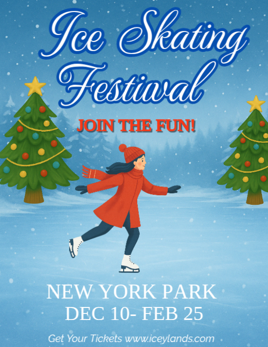 Blue Joyful Ice Skating Festival Event Flyer (us Letter) Template ...