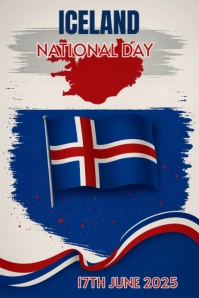 Blue Joyful Iceland National Day  Pinterest Graphic template