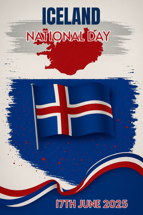 Blue Joyful Iceland National Day  Pinterest Graphic template