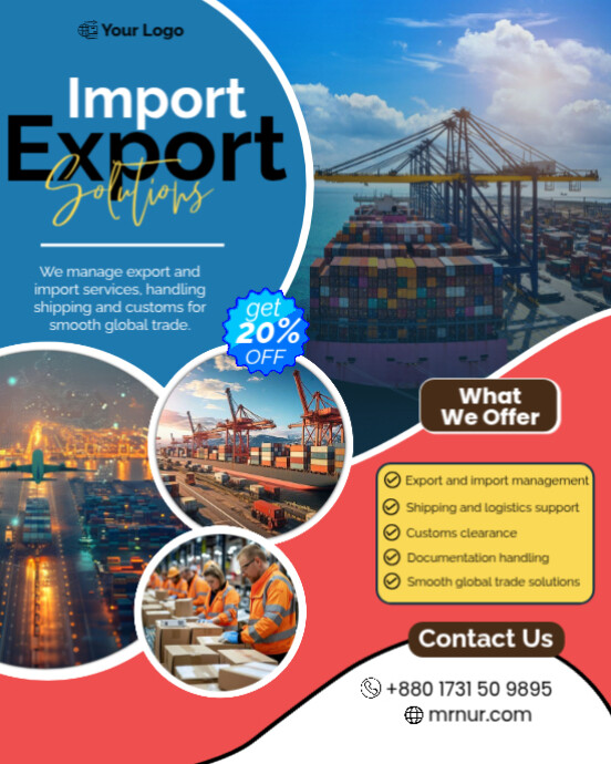Blue Joyful Import And Export Instagram Portrait Template | PosterMyWall