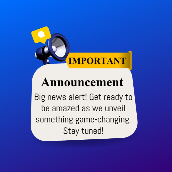 Blue Joyful Important Announcement Instagram Post Template | PosterMyWall