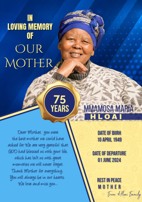 Blue Joyful In Loving Memory Poster A3 Template | PosterMyWall