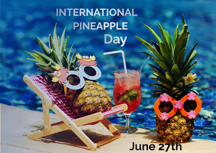 Copy of Blue Joyful International Pineapple Day Postc | PosterMyWall