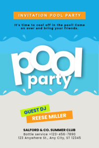 Blue Joyful Invitation Pool Party Poster template