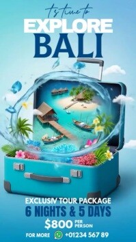 Blue Joyful  Its Time To Explore Bali Facebook Story template