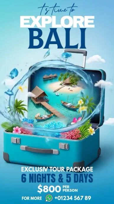 Blue Joyful  Its Time To Explore Bali Facebook Story template