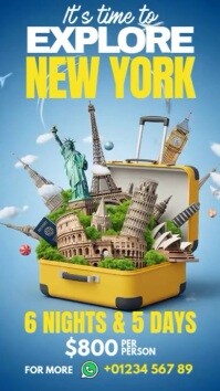 Blue Joyful Its Time To Explore New York Facebook Story template