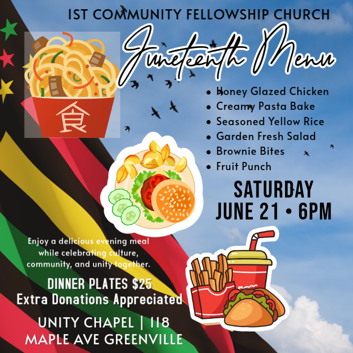 Juneteenth Celebration Menu Template | PosterMyWall