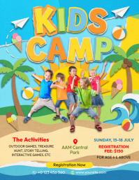 Blue Joyful Kids Camp Flyer Volantino (US Letter) template